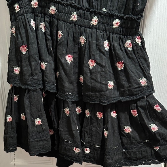 LoveShackFancy Black Dress with Pink Floral Accents - Picture 5 of 6